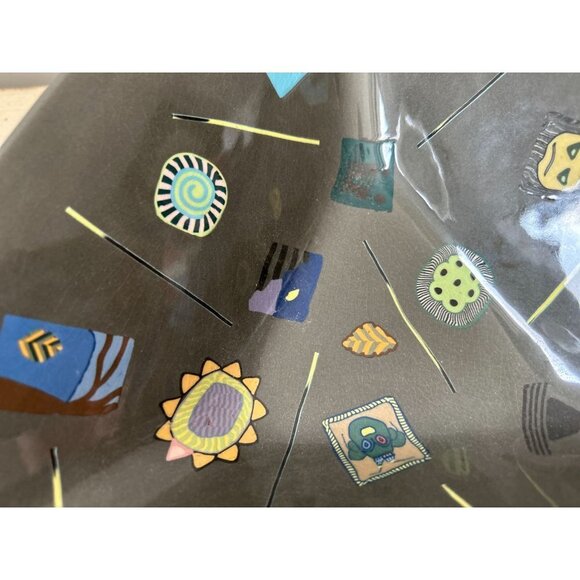 Triangular Gray Ceramic Dish Bowl Abstract Images Marked - Picture 8 of 11